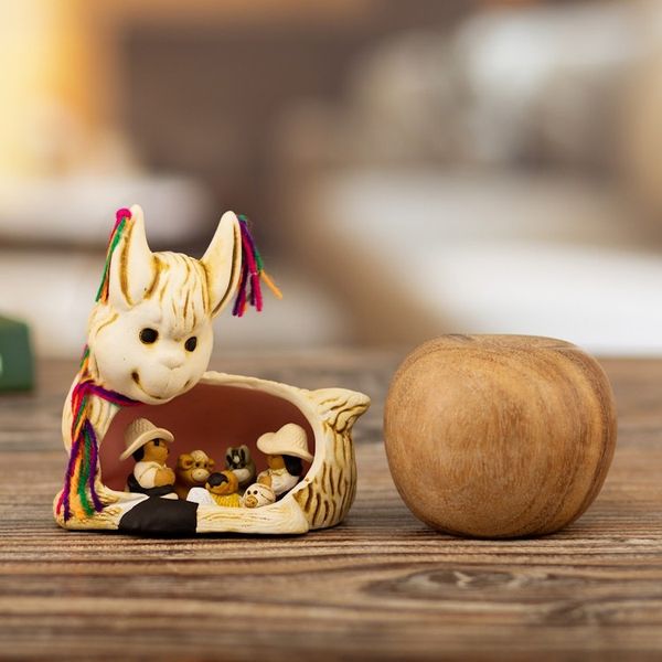 Alternate image for Hand-Painted Llama-Themed Ceramic Nativity Scene from Peru Llama Love