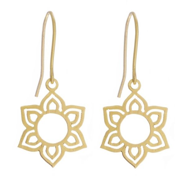 Alternate image for Flower-Shaped Gold Plated Sterling Silver Earrings from Peru Floral Corona