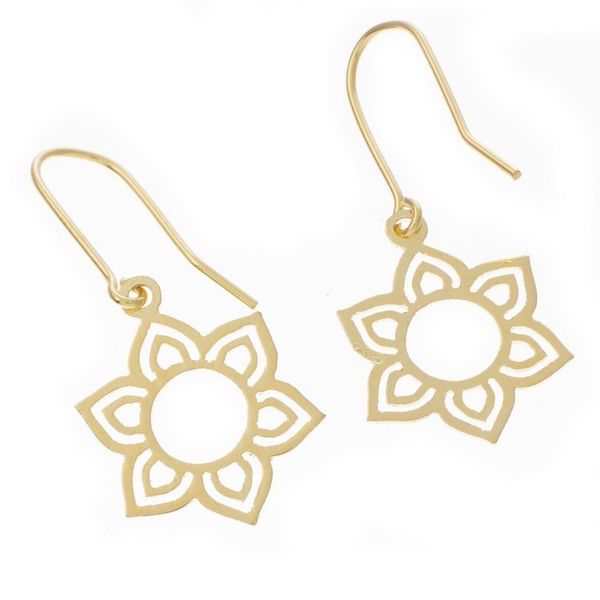 Alternate image for Flower-Shaped Gold Plated Sterling Silver Earrings from Peru Floral Corona