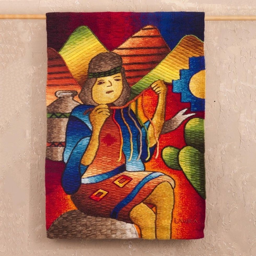 Artisan Crafted Alpaca Blend Tapestry from Peru 'El Quipu'