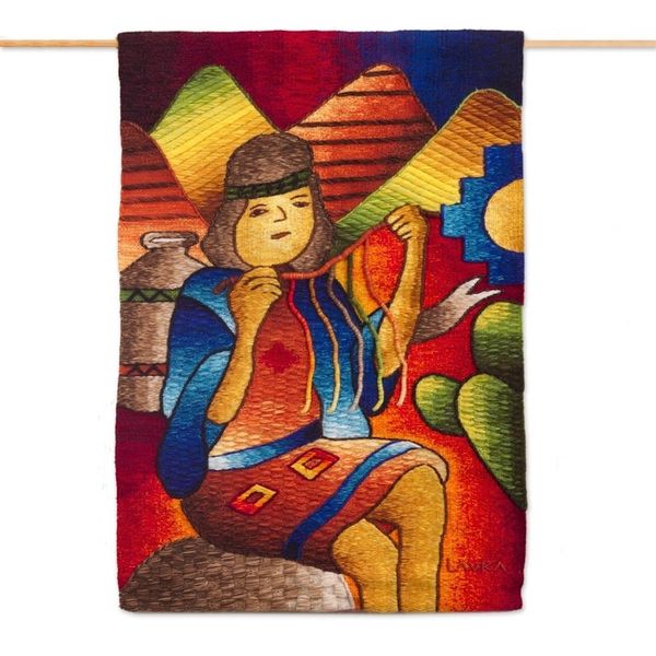 Alternate image for Artisan Crafted Alpaca Blend Tapestry from Peru El Quipu