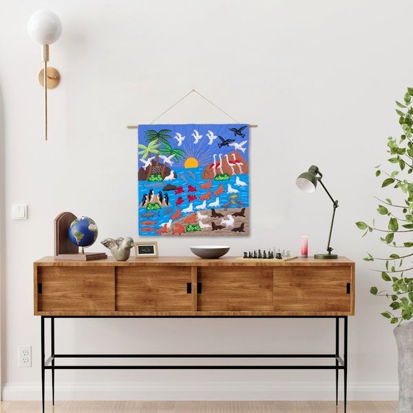 Alternate image for Hand Made Cotton Arpillera Wall Hanging of Paracas in Peru Paracas