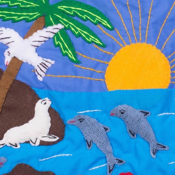 Alternate image for Hand Made Cotton Arpillera Wall Hanging of Paracas in Peru Paracas
