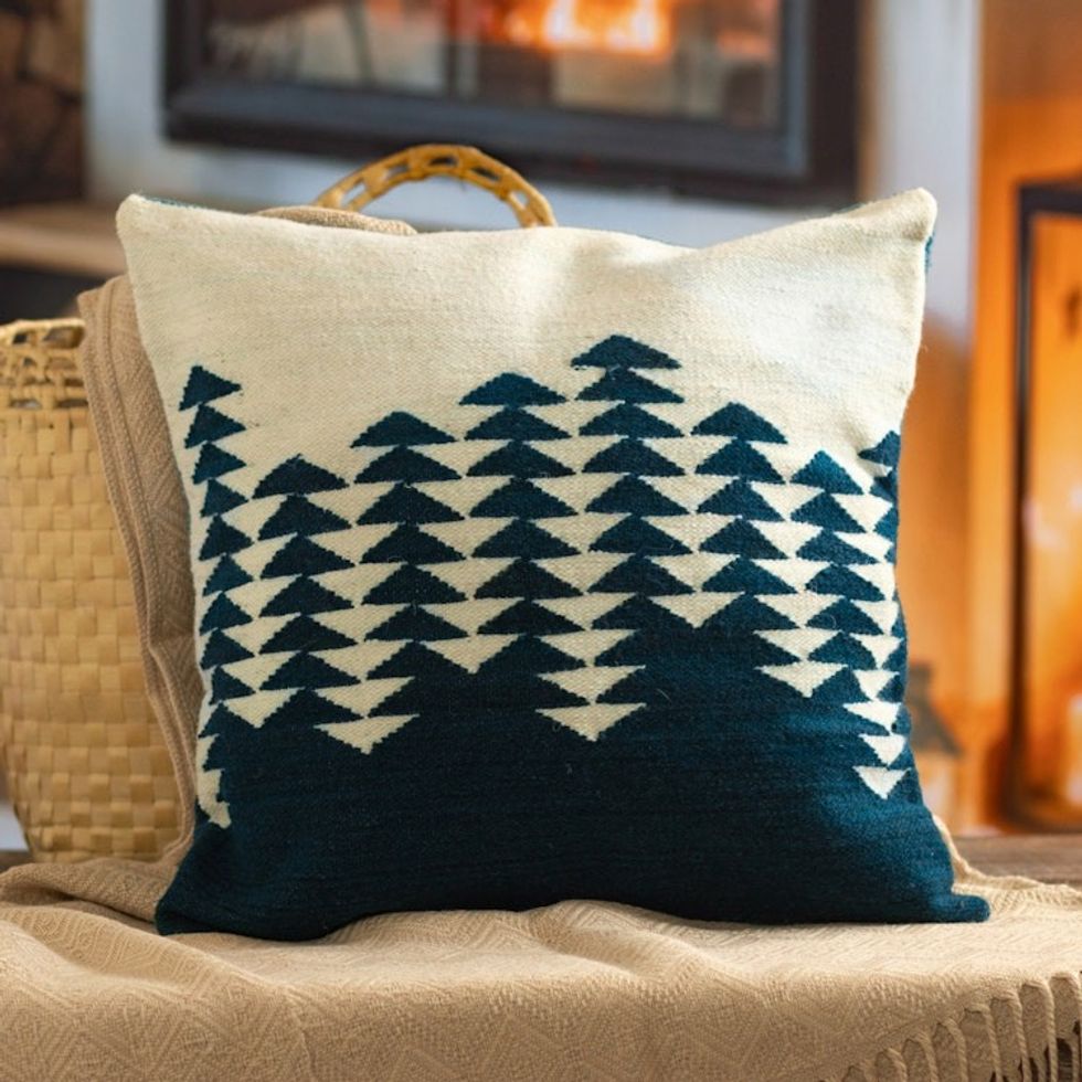Inverse Forest Patterned Cushion Cover in 100 Wool 'Mountain Shadows'