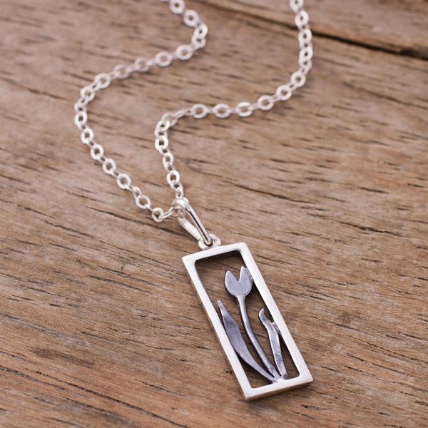 Alternate image for Sterling Silver Tulip Pendant Necklace from Peru Tulip in the Window