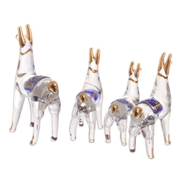 Alternate image for Clear Glass Gilded Llama Figurines from Peru Set of 4 Llamas of the Andes