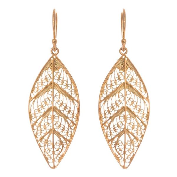 Alternate image for 24k Gold Plated Sterling Silver Filigree Dangle Earrings Mystery of the Forest