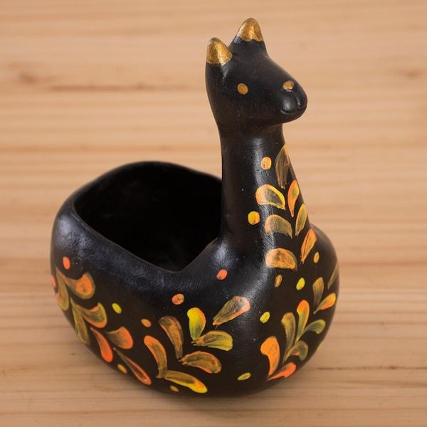 Alternate image for Black Ceramic Llama Figurine from Peru Black Llamita