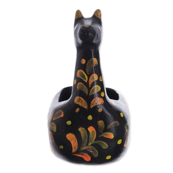 Alternate image for Black Ceramic Llama Figurine from Peru Black Llamita