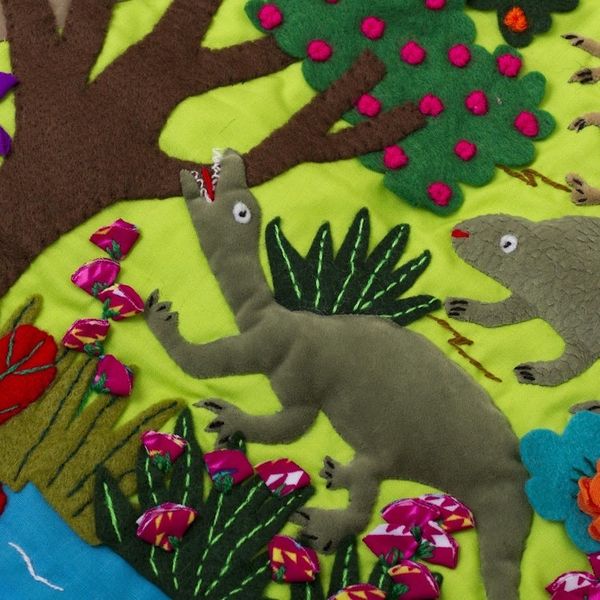 Alternate image for Dinosaur-Themed Cotton Blend Patchwork Wall Hanging Pre-Historic Land
