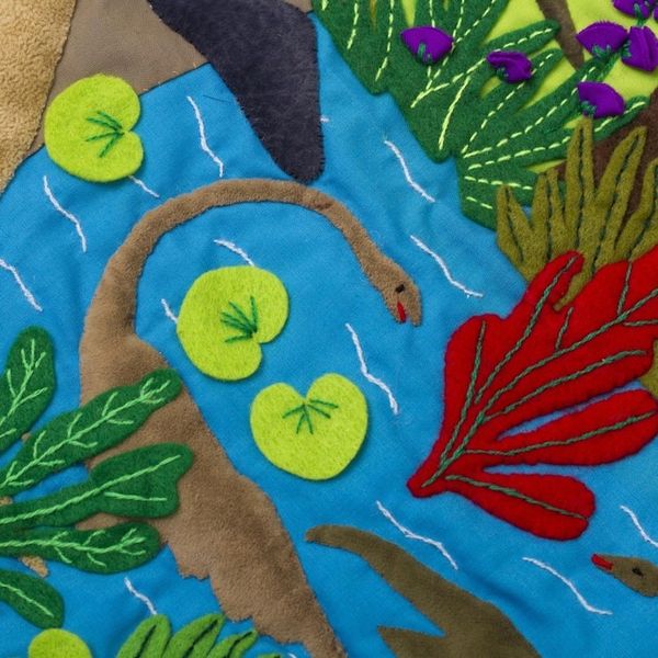 Alternate image for Dinosaur-Themed Cotton Blend Patchwork Wall Hanging Pre-Historic Land