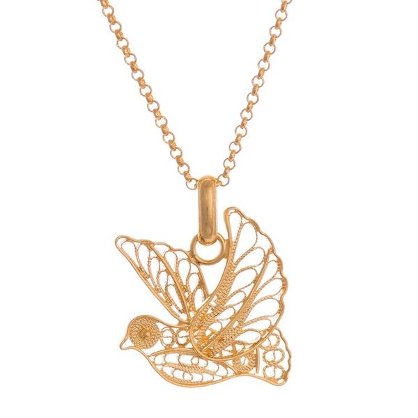 Alternate image for Gold Plated Sterling Silver Filigree Dove Necklace from Peru Peace and Grace