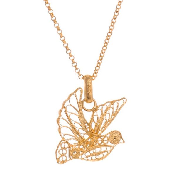 Alternate image for Gold Plated Sterling Silver Filigree Dove Necklace from Peru Peace and Grace