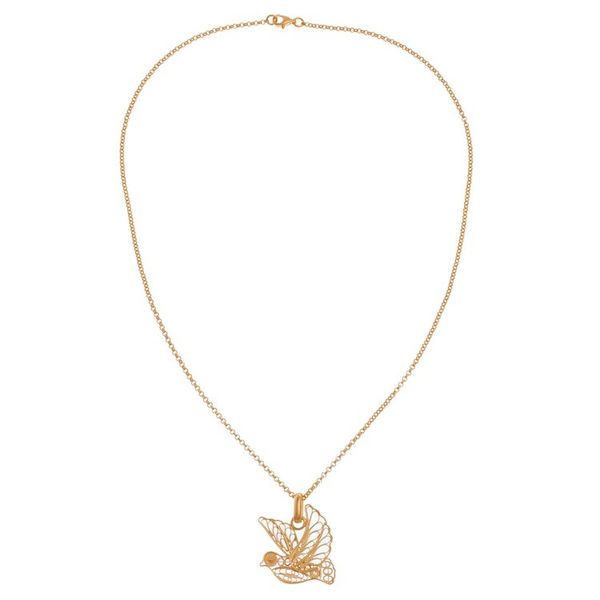 Alternate image for Gold Plated Sterling Silver Filigree Dove Necklace from Peru Peace and Grace