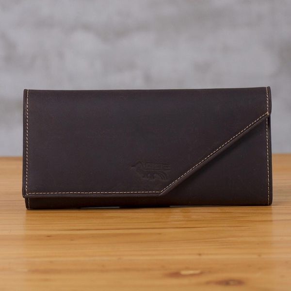 Alternate image for Handcrafted Leather Wallet in Solid Chocolate from Peru Chocolate Style