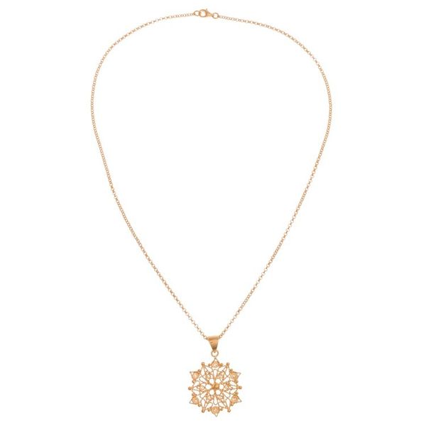 Alternate image for 24k Gold Plated Sterling Silver Filigree Mandala Necklace Gleaming Mandala