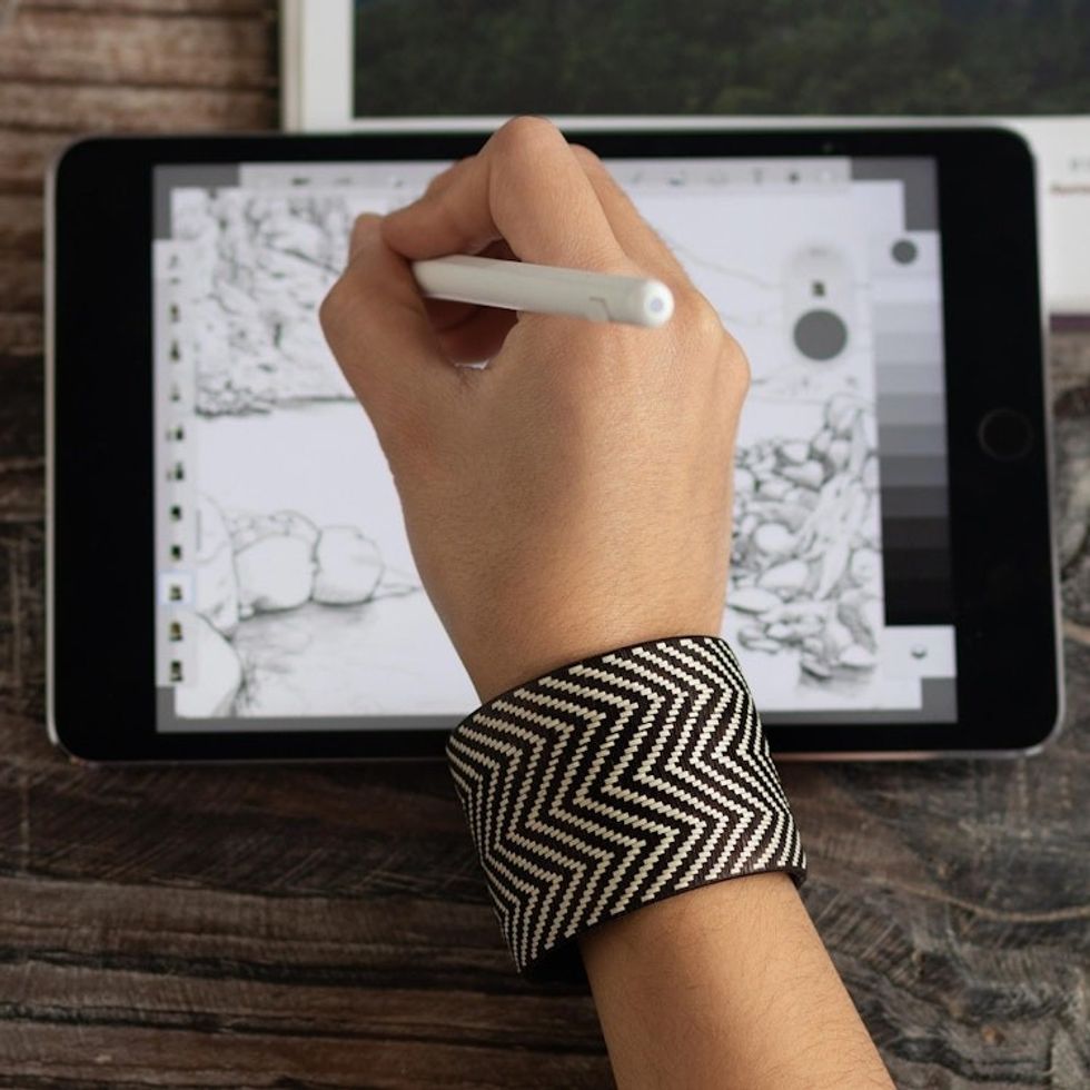 Handcrafted Natural Fiber Cuff Bracelet 'Coffee Trails'