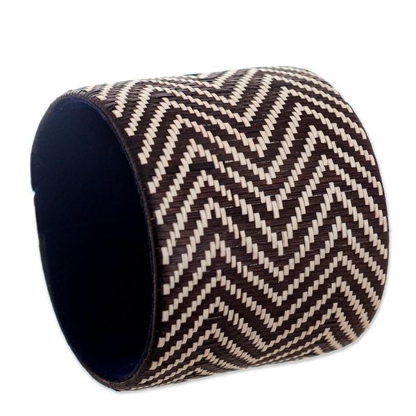 Alternate image for Handcrafted Natural Fiber Cuff Bracelet Coffee Trails