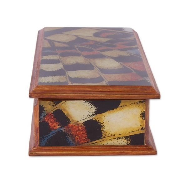 Alternate image for Reverse-Painted Glass Decorative Box from Peru Butterfly Dream
