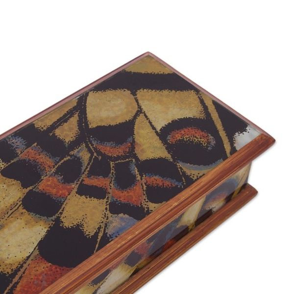 Alternate image for Reverse-Painted Glass Decorative Box from Peru Butterfly Dream