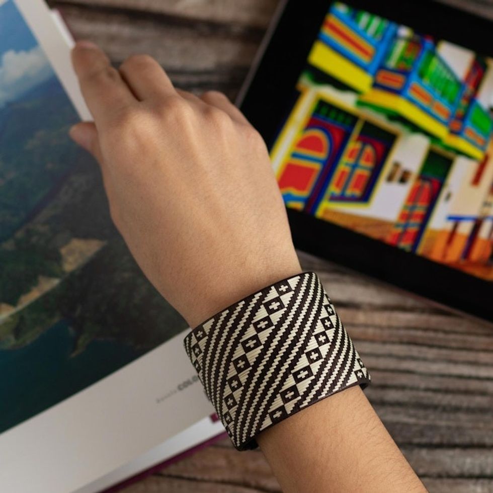 Wide Natural Fiber Cuff Bracelet 'The Way of the Cross'
