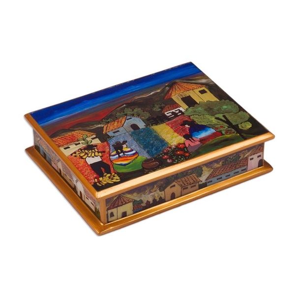 Alternate image for Reverse Painted Glass Jewelry Box Flower Family