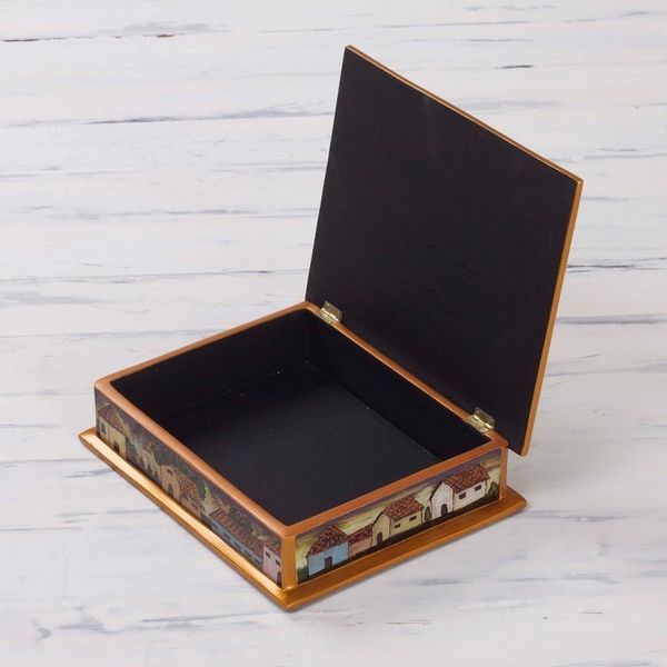 Alternate image for Reverse Painted Glass Jewelry Box Flower Family