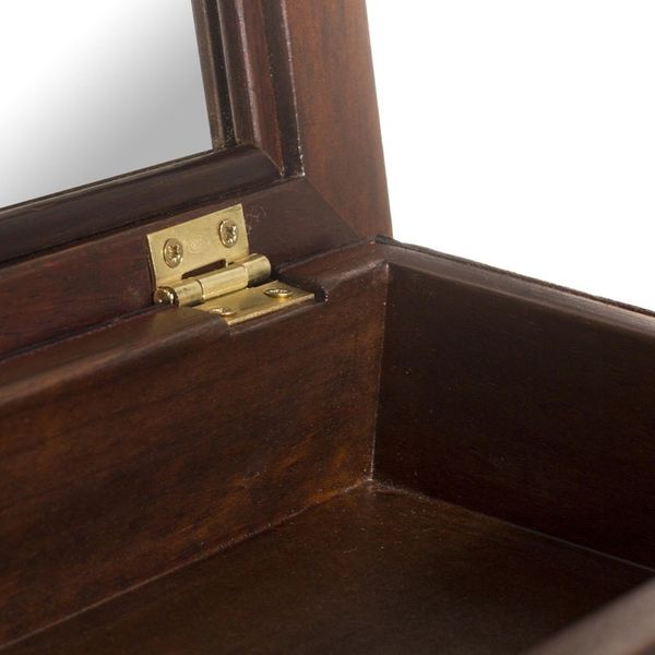 Alternate image for Handcrafted Colonial Wood and Leather Jewelry Box Andean Details
