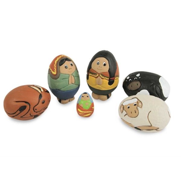 Alternate image for Whimsical Egg-Shape Nativity Scene Figurines 6 Pieces In the Stable