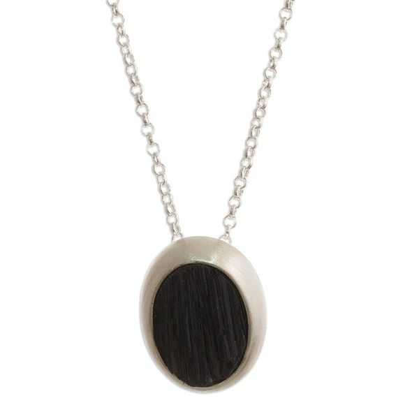 Alternate image for Natural Black Tourmaline Pendant Necklace Elegant Black