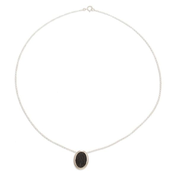 Alternate image for Natural Black Tourmaline Pendant Necklace Elegant Black