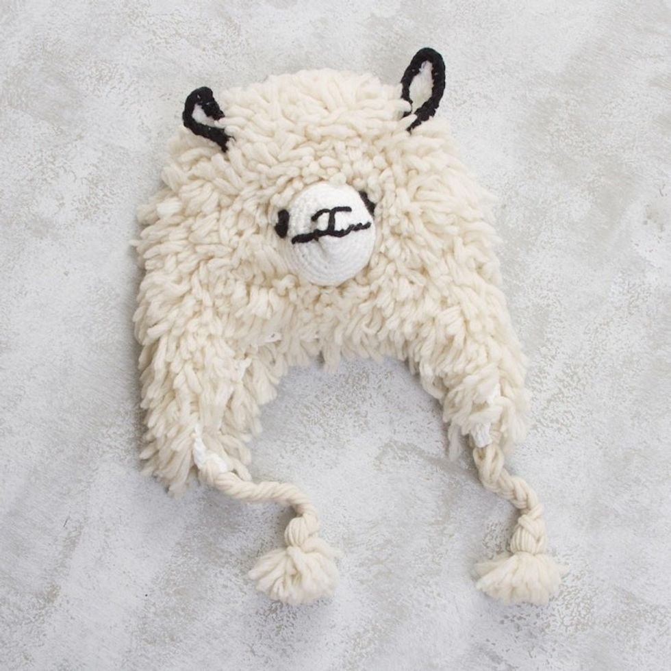 Hand-Crocheted Alpaca-Shaped Chullo Hat from Peru 'Cute Alpaca'