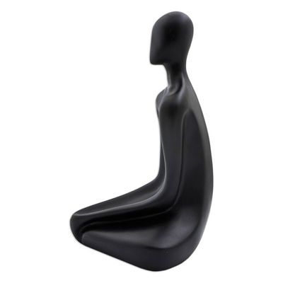 Alternate image for Signed Black Resin Brazilian Yoga Sculpture 10 Inch Meditation