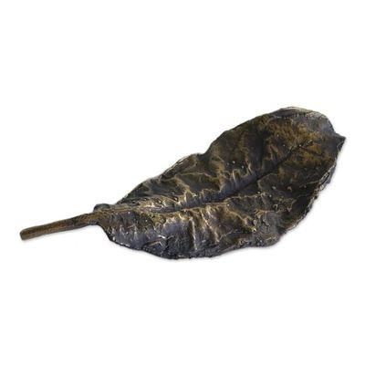 Alternate image for Gold Speckled 5 Inch Almond Leaf Sculpture from Brazil Medium Speckled Almond Leaf