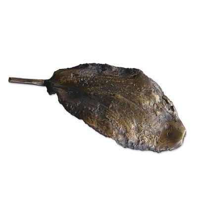 Alternate image for Gold Speckled 5 Inch Almond Leaf Sculpture from Brazil Medium Speckled Almond Leaf