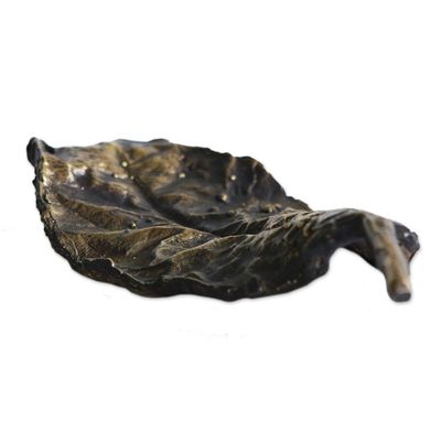 Alternate image for Gold Speckled 5 Inch Almond Leaf Sculpture from Brazil Medium Speckled Almond Leaf