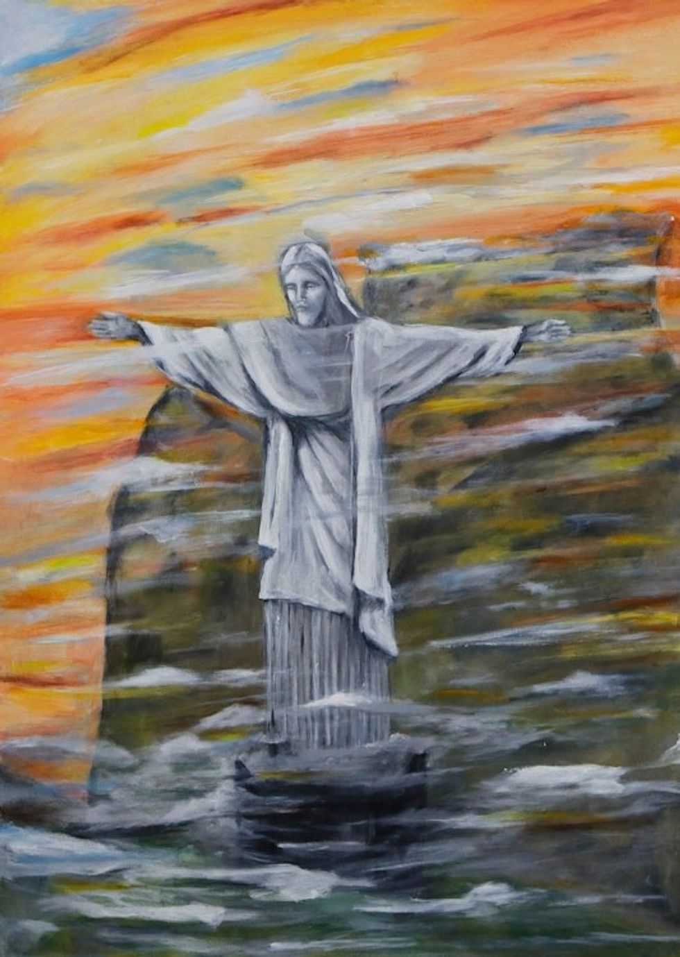Acrylic Painting of Brazilian Christ the Redeemer Monument 'Christ the Redeemer'