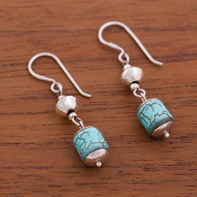 Alternate image for Sterling Silver and Recon Turquoise Dangle Earrings Brilliance of the Ocean