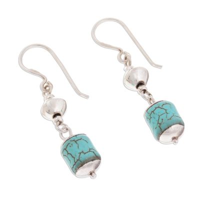 Alternate image for Sterling Silver and Recon Turquoise Dangle Earrings Brilliance of the Ocean