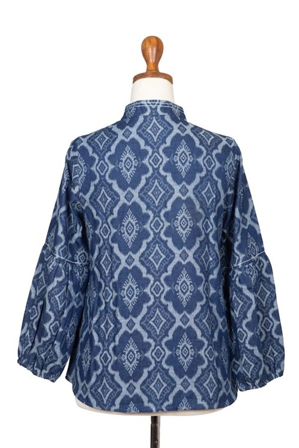 Alternate image for Woven Cotton Button-Up Shirt Jacket from Java Brocade Flowers