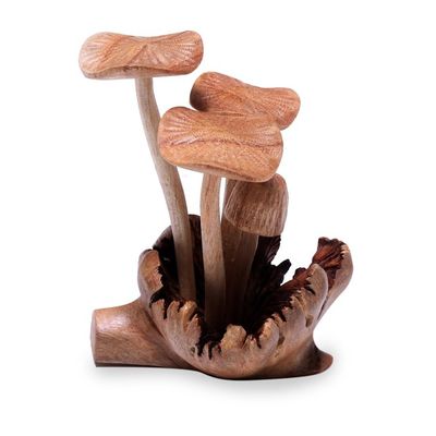 Alternate image for Jempinis and Benalu Wood Mushroom Figurine 4_5 in Majestic Mushroom