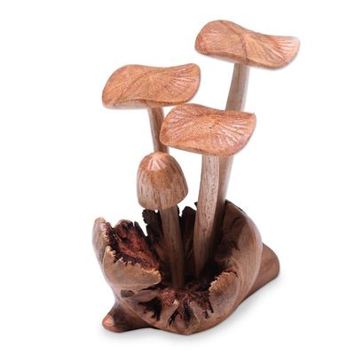 Alternate image for Jempinis and Benalu Wood Mushroom Figurine 4_5 in Majestic Mushroom
