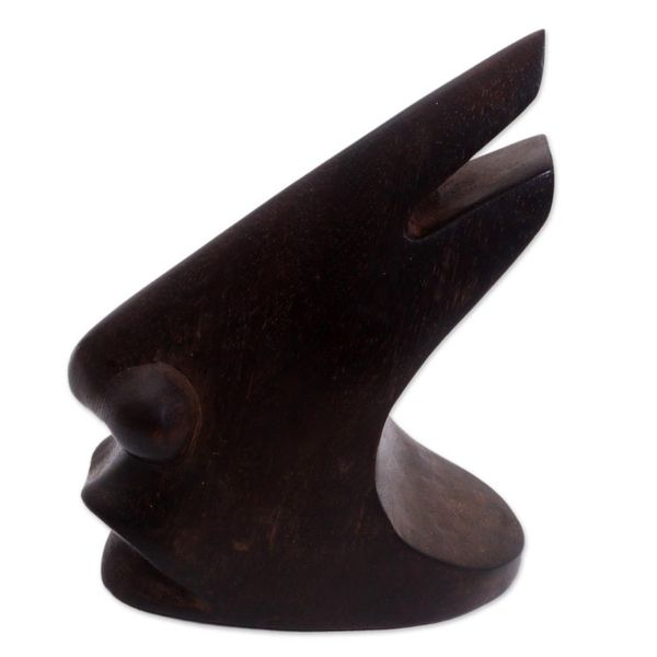 Alternate image for Wood Eyeglasses Stand in Dark Brown from Bali Prominent Nose in Dark Brown
