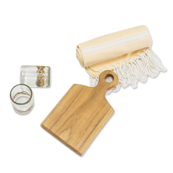 Alternate image for Gift Set with Glasses, Towel, and Cutting Board Sunny Essentials