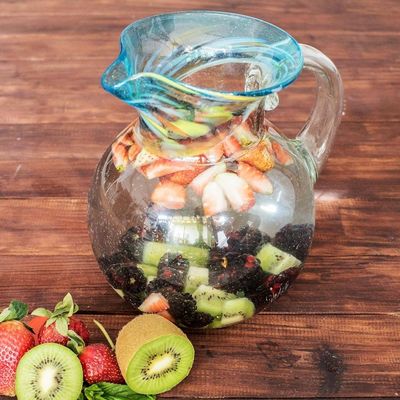 Alternate image for Fair Trade Artisan Crafted Hand Blown Glass Pitcher 94 oz Aurora