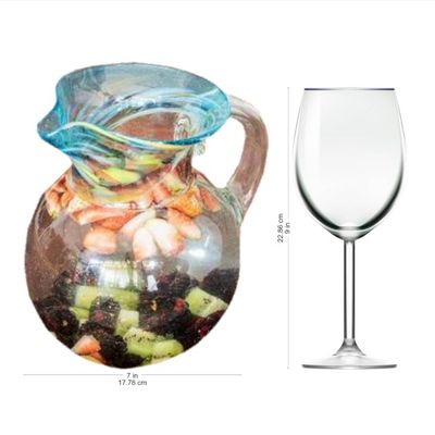 Alternate image for Fair Trade Artisan Crafted Hand Blown Glass Pitcher 94 oz Aurora