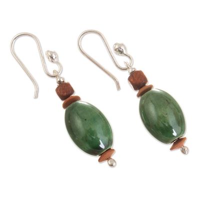 Alternate image for Jasper and Ceramic Beaded Necklace and Earring Set Green Peru