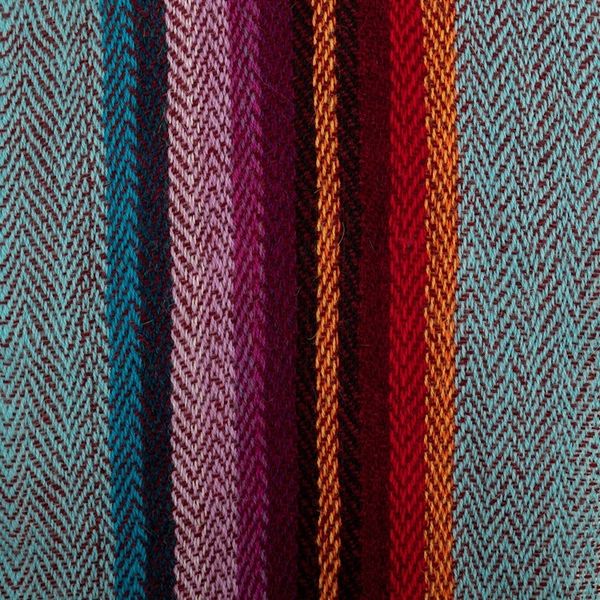 Alternate image for 100 Alpaca Striped Scarf with Fringe Hand-Woven in Peru Dusk