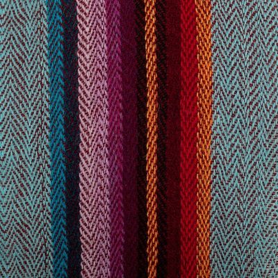 Alternate image for 100 Alpaca Striped Scarf with Fringe Hand-Woven in Peru Dusk