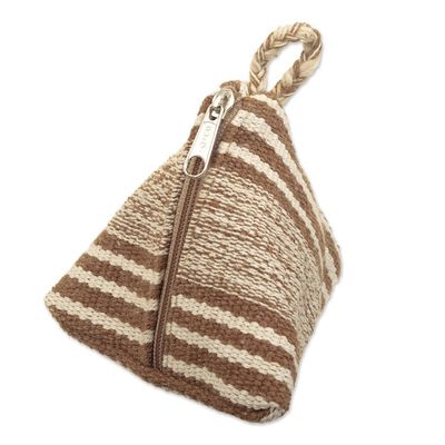 Alternate image for Triangular Striped Cotton Coin Purse Hand-Woven in Peru Mystery Desert
